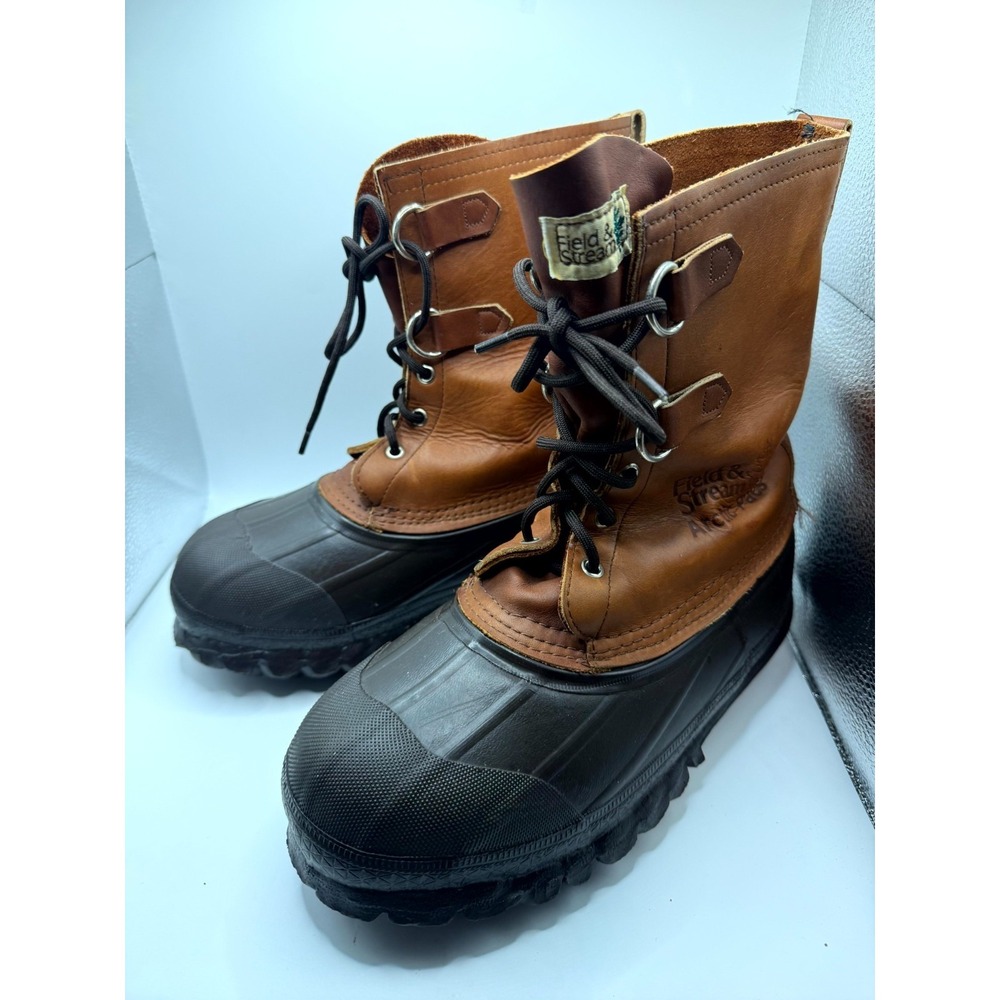 Vintage Field‎ & Stream Arctic Pacs Mens 6 Brown Leather Ankle Lace Up Duck Boot